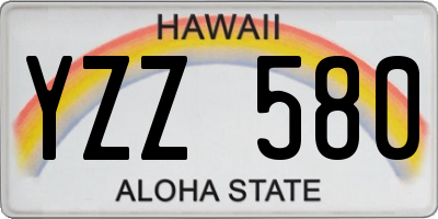 HI license plate YZZ580