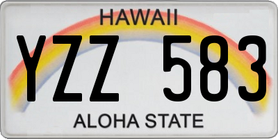 HI license plate YZZ583