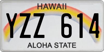 HI license plate YZZ614
