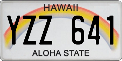 HI license plate YZZ641