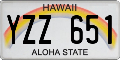HI license plate YZZ651