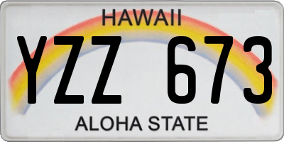 HI license plate YZZ673