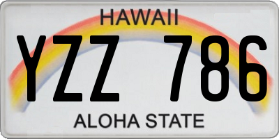 HI license plate YZZ786