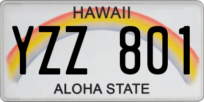 HI license plate YZZ801