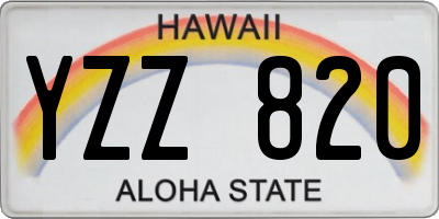 HI license plate YZZ820