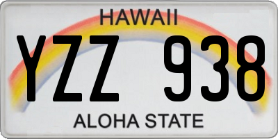 HI license plate YZZ938