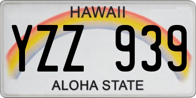 HI license plate YZZ939