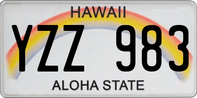 HI license plate YZZ983