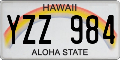 HI license plate YZZ984