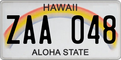 HI license plate ZAA048