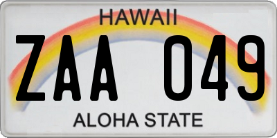 HI license plate ZAA049