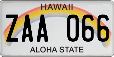 HI license plate ZAA066