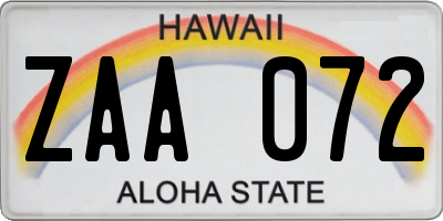 HI license plate ZAA072