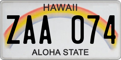 HI license plate ZAA074