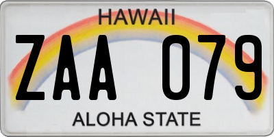 HI license plate ZAA079