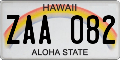HI license plate ZAA082