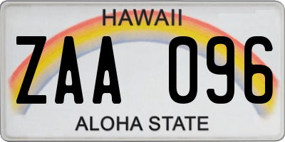 HI license plate ZAA096