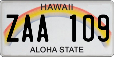 HI license plate ZAA109
