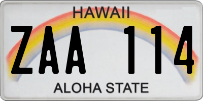 HI license plate ZAA114