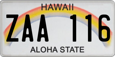 HI license plate ZAA116