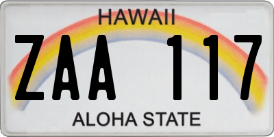 HI license plate ZAA117