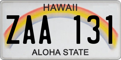 HI license plate ZAA131
