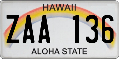 HI license plate ZAA136