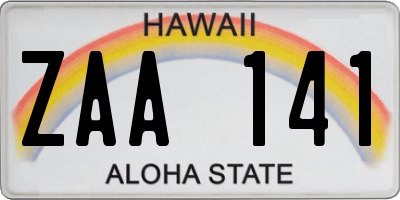 HI license plate ZAA141