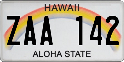 HI license plate ZAA142