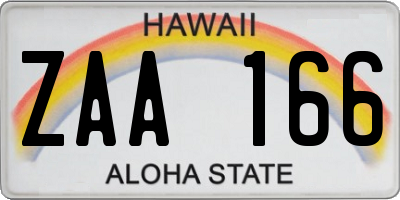 HI license plate ZAA166