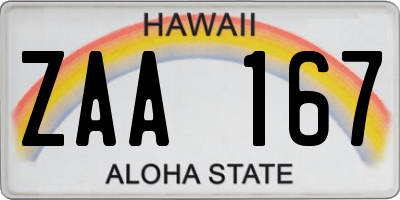 HI license plate ZAA167