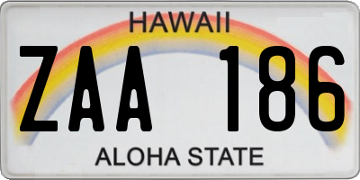 HI license plate ZAA186