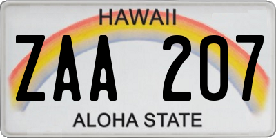 HI license plate ZAA207
