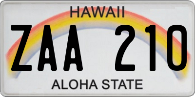 HI license plate ZAA210