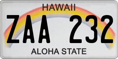 HI license plate ZAA232