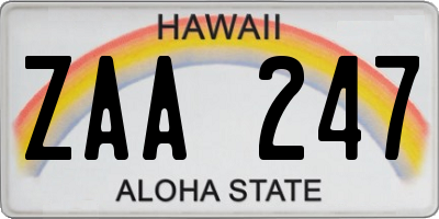 HI license plate ZAA247
