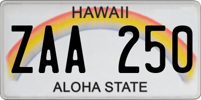 HI license plate ZAA250
