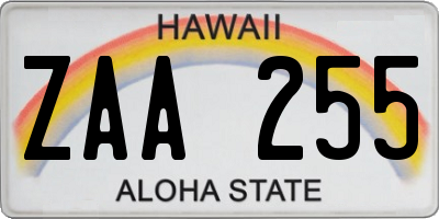 HI license plate ZAA255