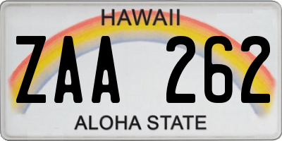 HI license plate ZAA262