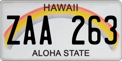 HI license plate ZAA263