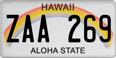 HI license plate ZAA269