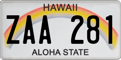 HI license plate ZAA281