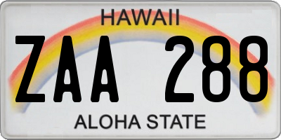 HI license plate ZAA288