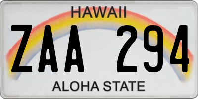 HI license plate ZAA294