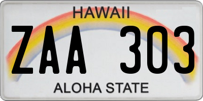 HI license plate ZAA303