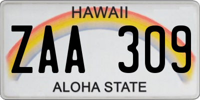 HI license plate ZAA309