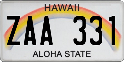 HI license plate ZAA331