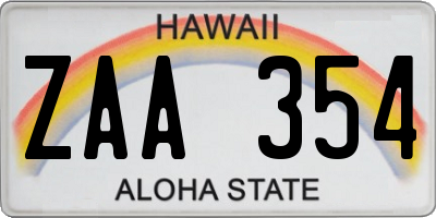HI license plate ZAA354
