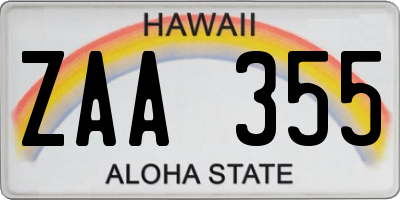 HI license plate ZAA355