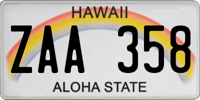 HI license plate ZAA358